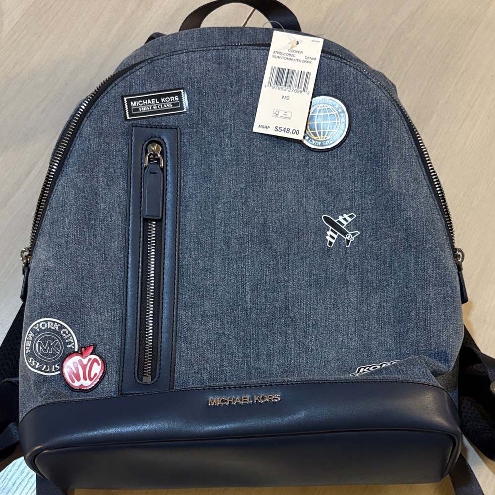 NWT Michael Kors denim backpack, 15"x12" - Picture 5 of 9